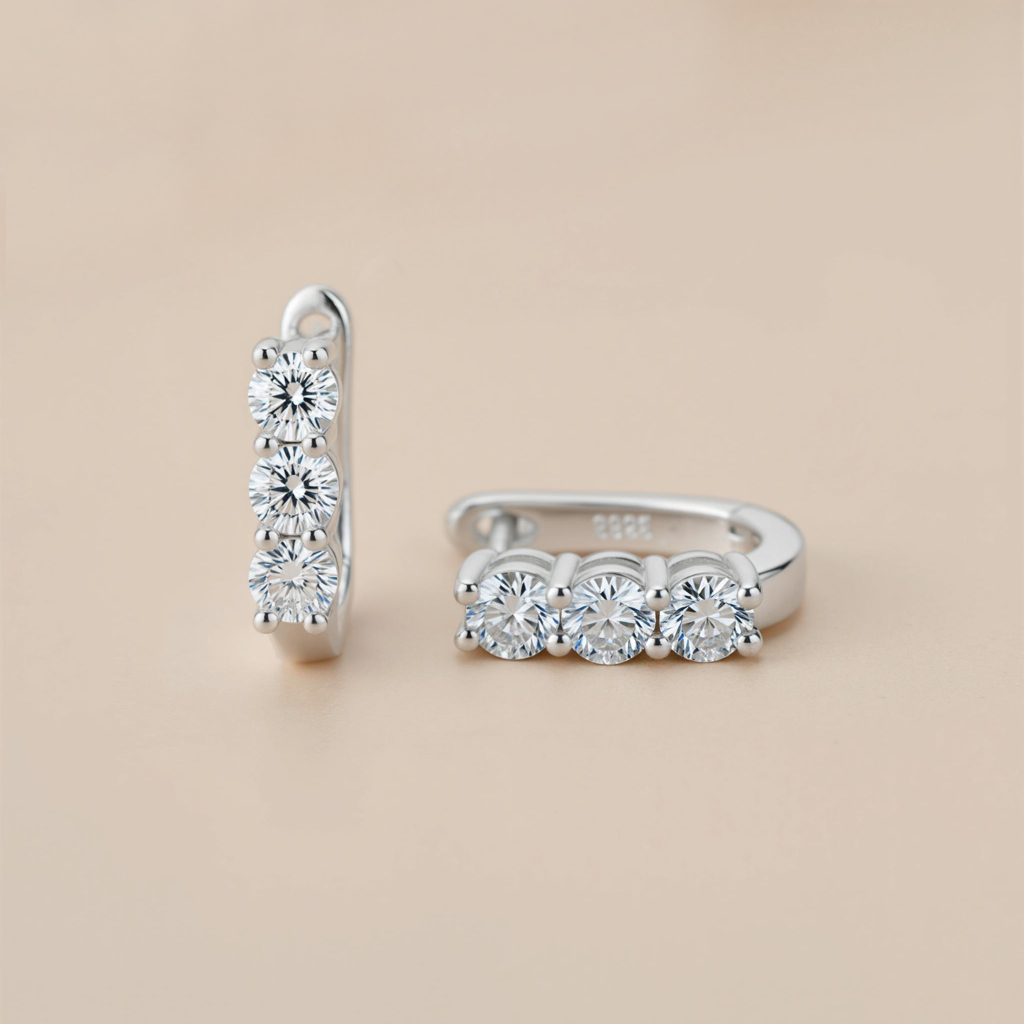 Simple U-shaped VVS Moissanite S925 Silver Geometric Earrings