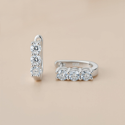 Simple U-shaped VVS Moissanite S925 Silver Geometric Earrings