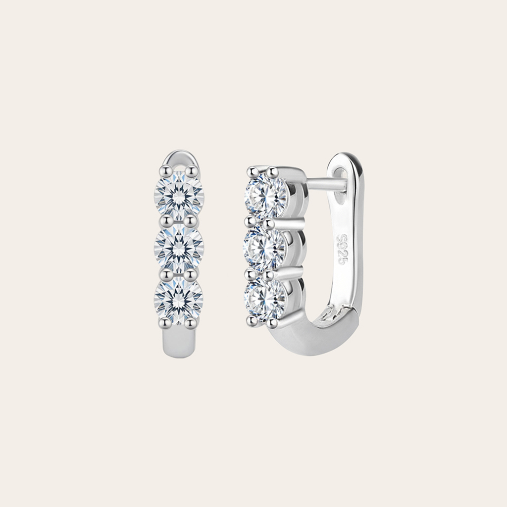 Simple U-shaped VVS Moissanite S925 Silver Geometric Earrings