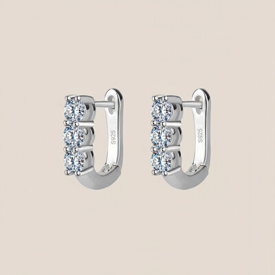 Simple U-shaped VVS Moissanite S925 Silver Geometric Earrings