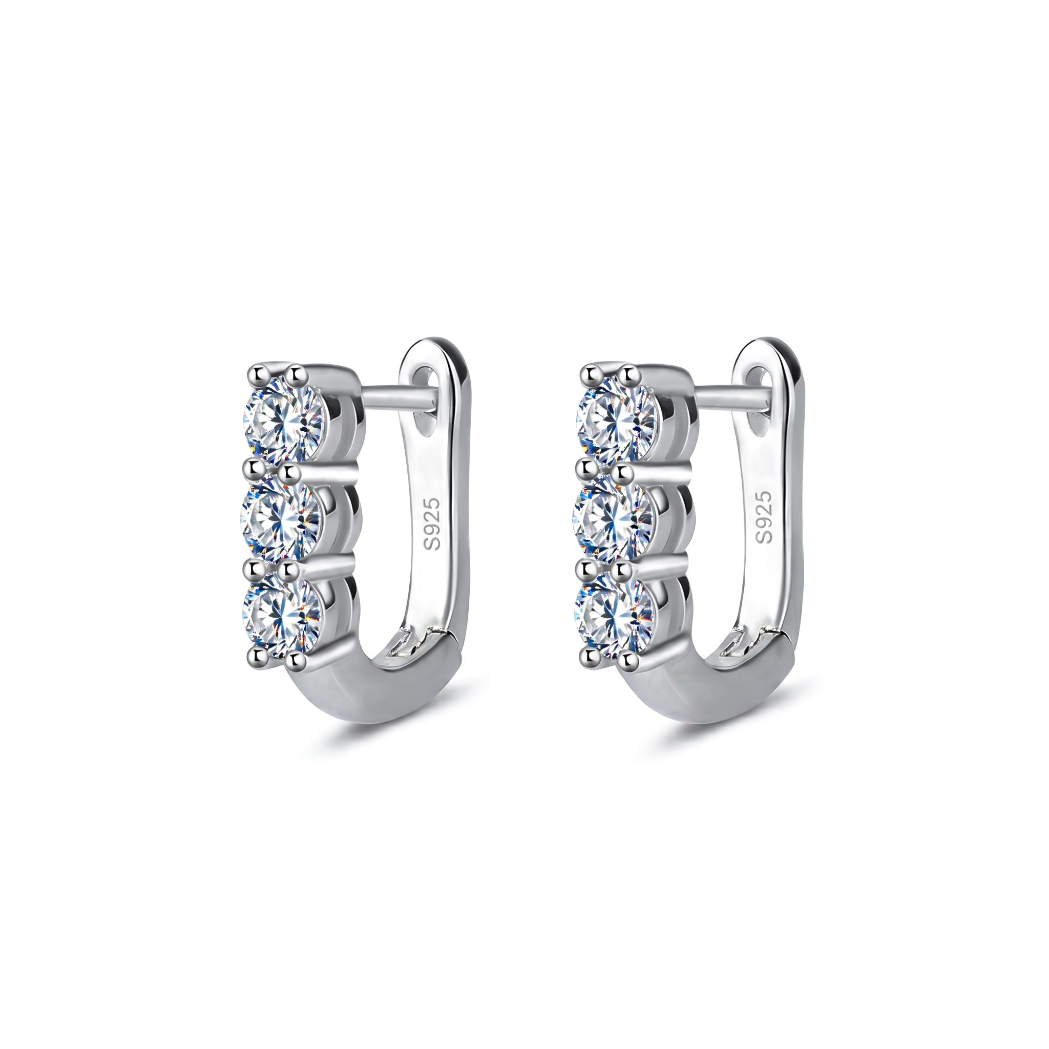 Simple U-shaped VVS Moissanite S925 Silver Geometric Earrings Simple U-shaped VVS Moissanite S925 Silver Geometric Earrings