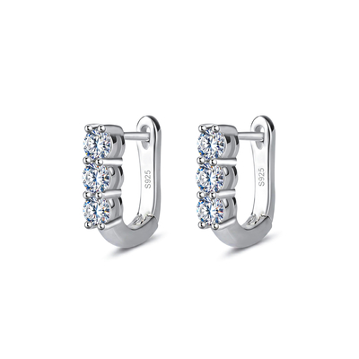 Simple U-shaped VVS Moissanite S925 Silver Geometric Earrings