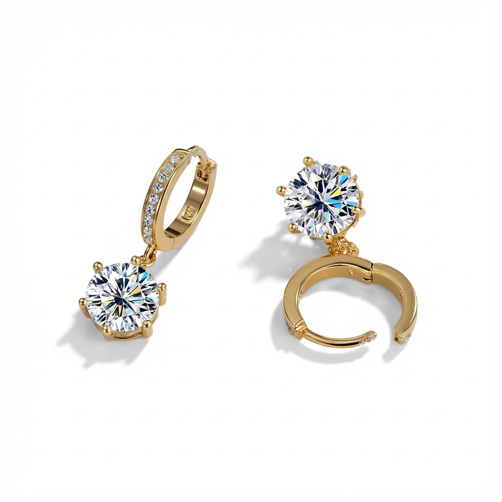 0.5CT/1CT/2CT Round Cut Six Prongs VVS Moissanite S925 Silver Drop Earrings