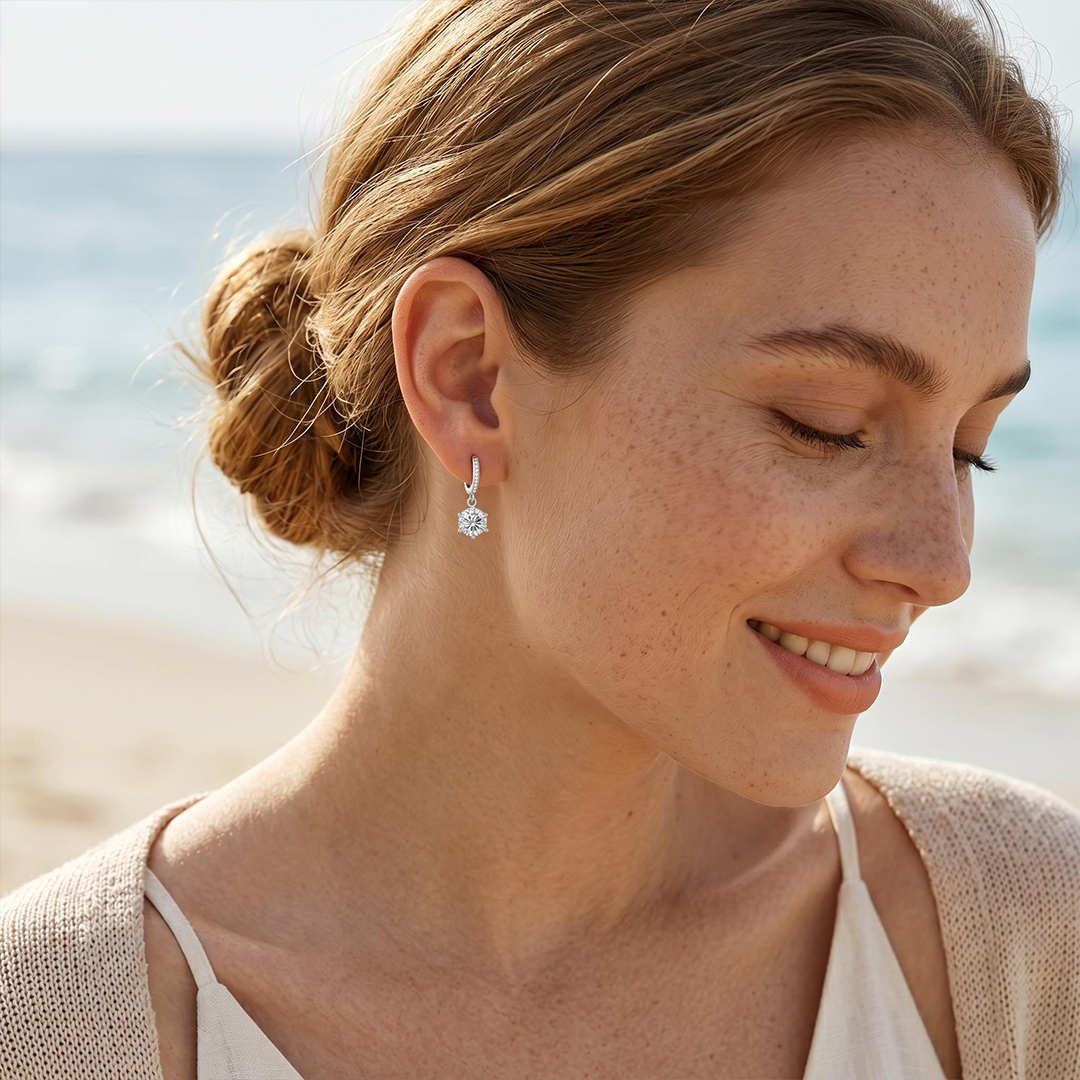 0.5CT/1CT/2CT Round Cut Six Prongs VVS Moissanite S925 Silver Drop Earrings 0.5CT/1CT/2CT Round Cut Six Prongs VVS Moissanite S925 Silver Drop Earrings