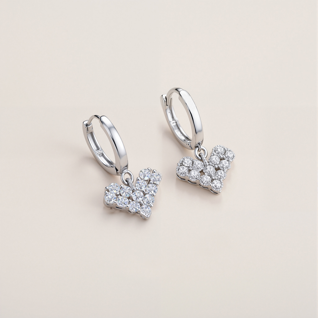 Heart Shaped VVS Moissanite S925 Silver Drop Earrings Heart Shaped VVS Moissanite S925 Silver Drop Earrings