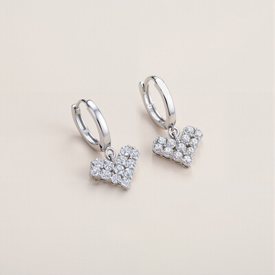 Heart Shaped VVS Moissanite S925 Silver Drop Earrings