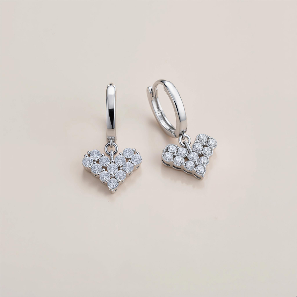 Heart Shaped VVS Moissanite S925 Silver Drop Earrings Heart Shaped VVS Moissanite S925 Silver Drop Earrings