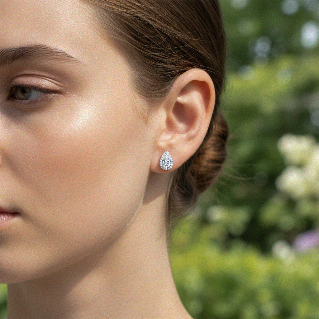 0.5CT/1CT Pear Cut VVS Moissanite S925 Silver Stud Earrings