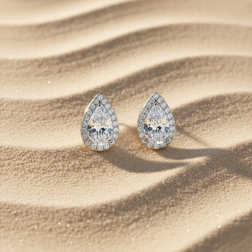 0.5CT/1CT Pear Cut VVS Moissanite S925 Silver Stud Earrings