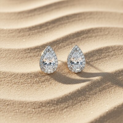 0.5CT/1CT Pear Cut VVS Moissanite S925 Silver Stud Earrings