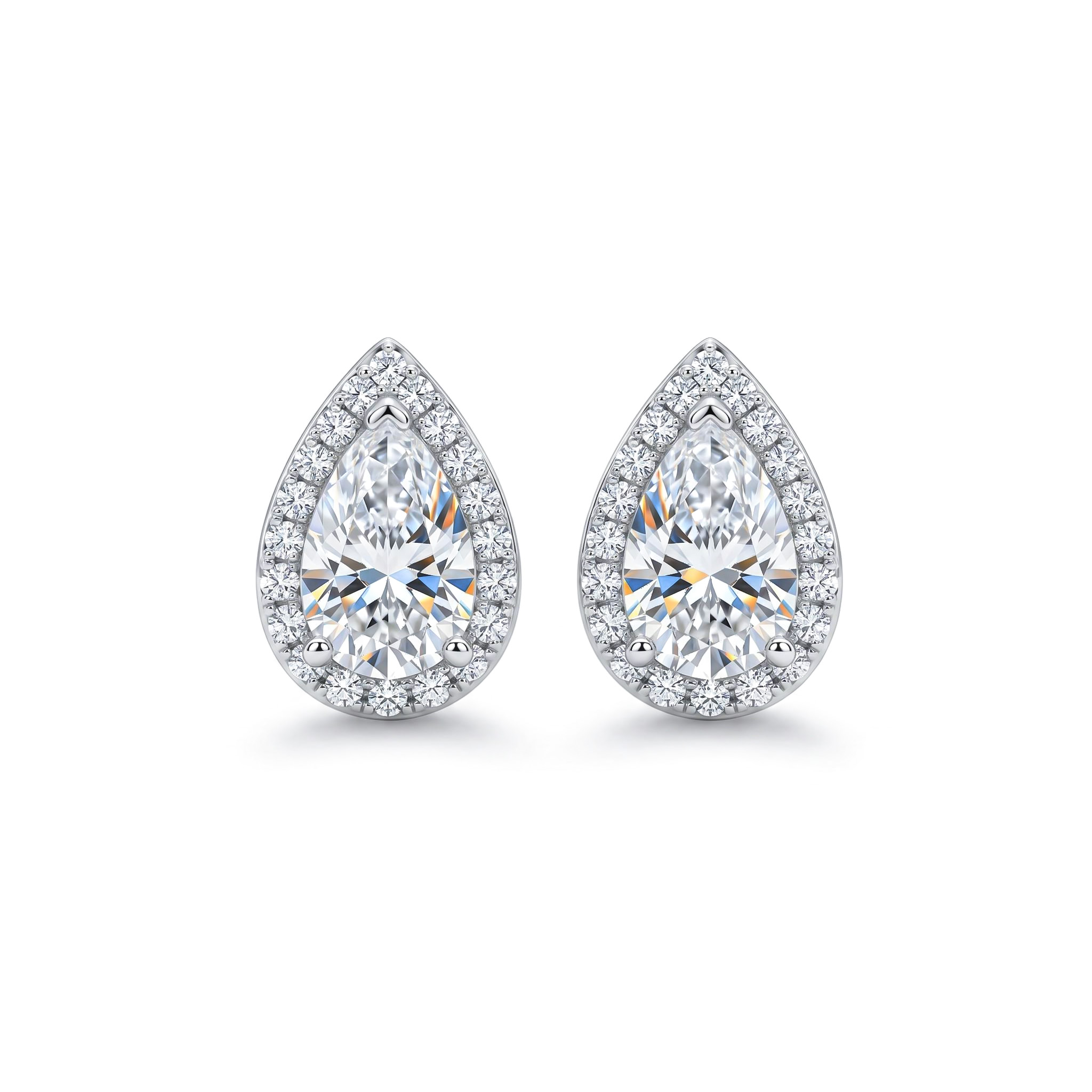 0.5CT/1CT Pear Cut VVS Moissanite S925 Silver Stud Earrings