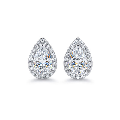 0.5CT/1CT Pear Cut VVS Moissanite S925 Silver Stud Earrings