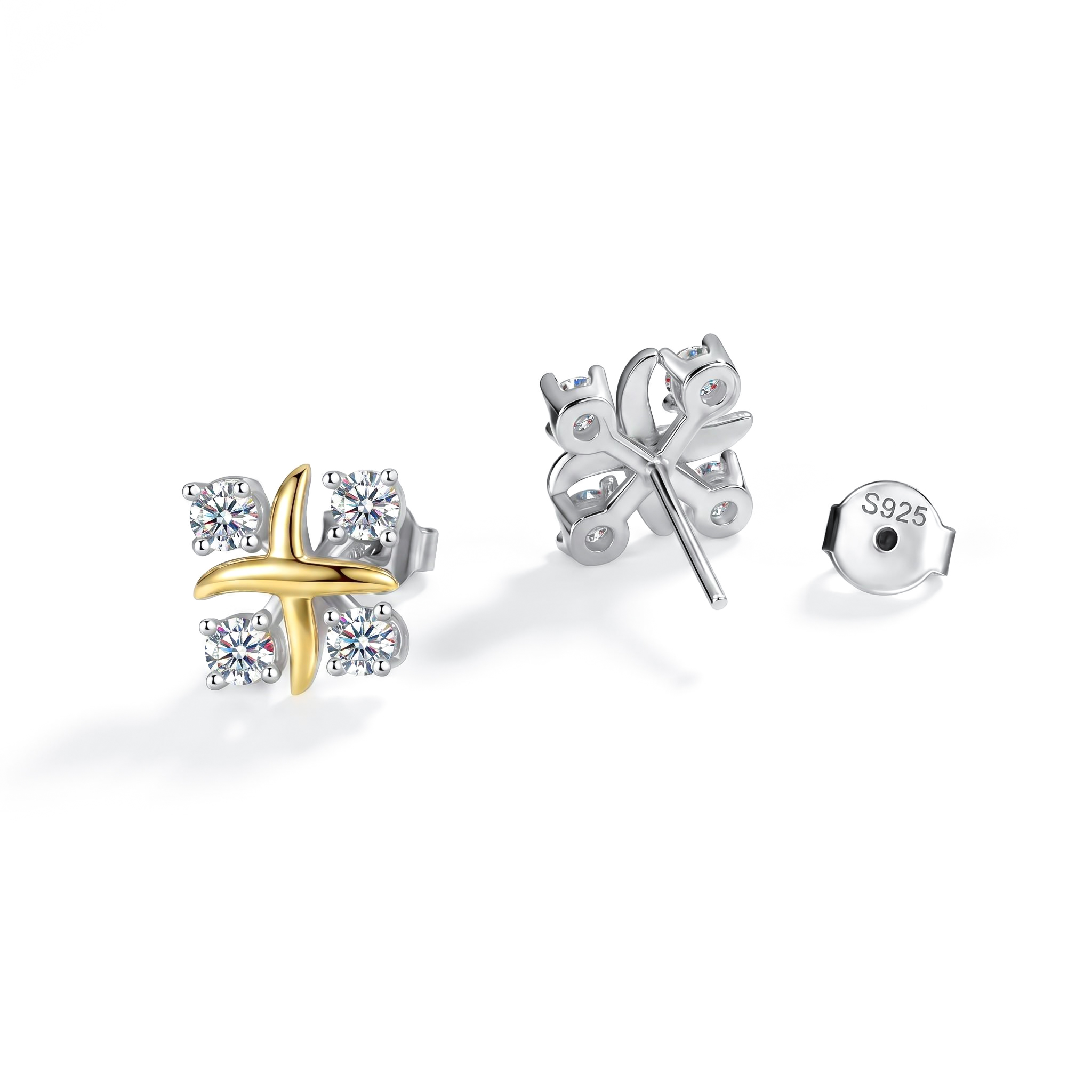 VVS Moissanite S925 Silver Two-tone Criss Cross Stud Earrings VVS Moissanite S925 Silver Two-tone Criss Cross Stud Earrings