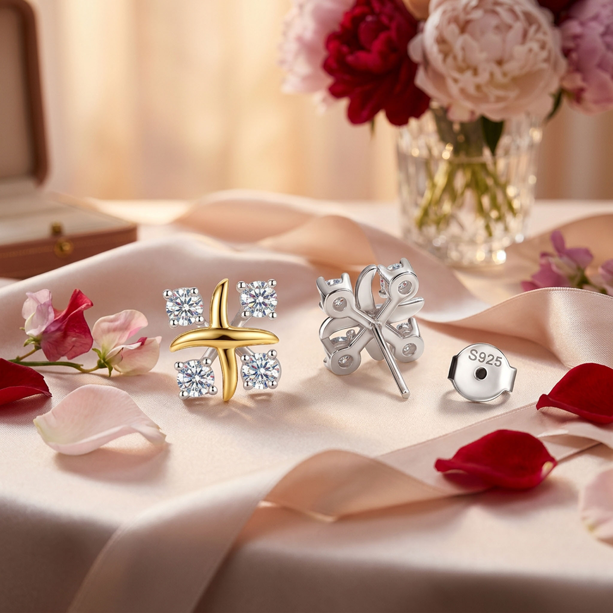 VVS Moissanite S925 Silver Two-tone Criss Cross Stud Earrings VVS Moissanite S925 Silver Two-tone Criss Cross Stud Earrings
