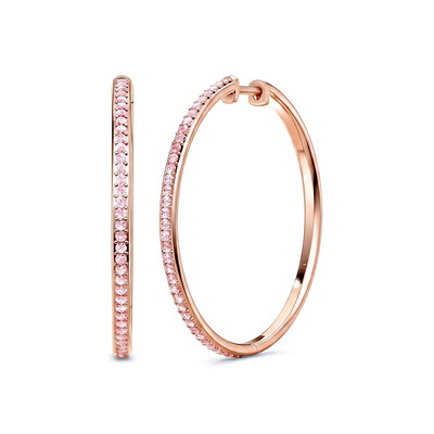 S925 Silver Full Diamond Hoop Earrings in Rose Gold