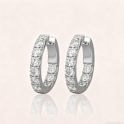 S925 Silver Sparkling Row Eternity Hoop Earrings