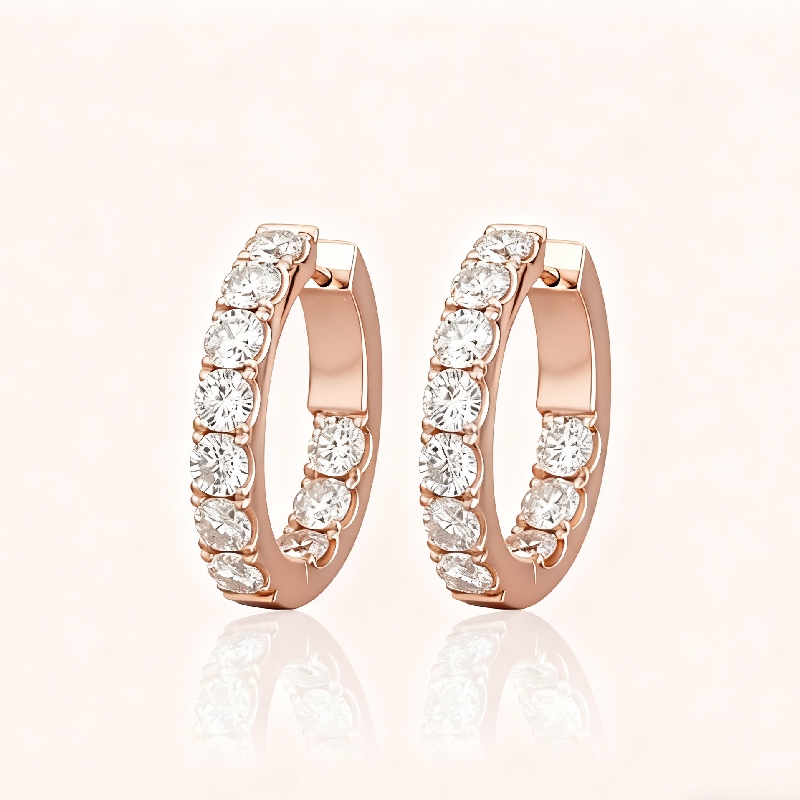 S925 Silver Sparkling Row Eternity Hoop Earrings