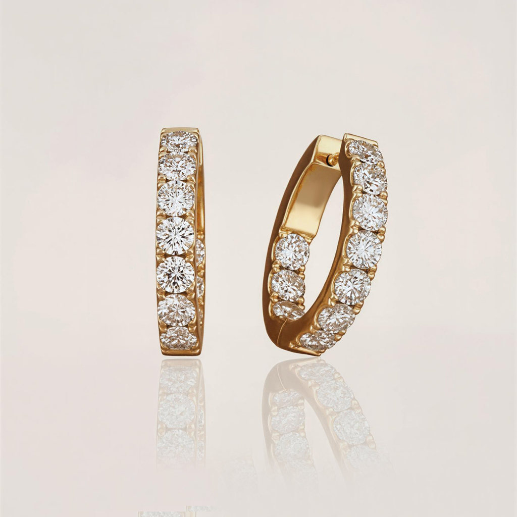S925 Silver Sparkling Row Eternity Hoop Earrings