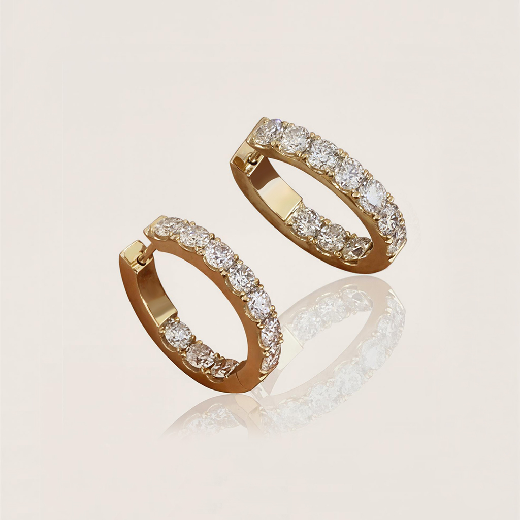S925 Silver Sparkling Row Eternity Hoop Earrings