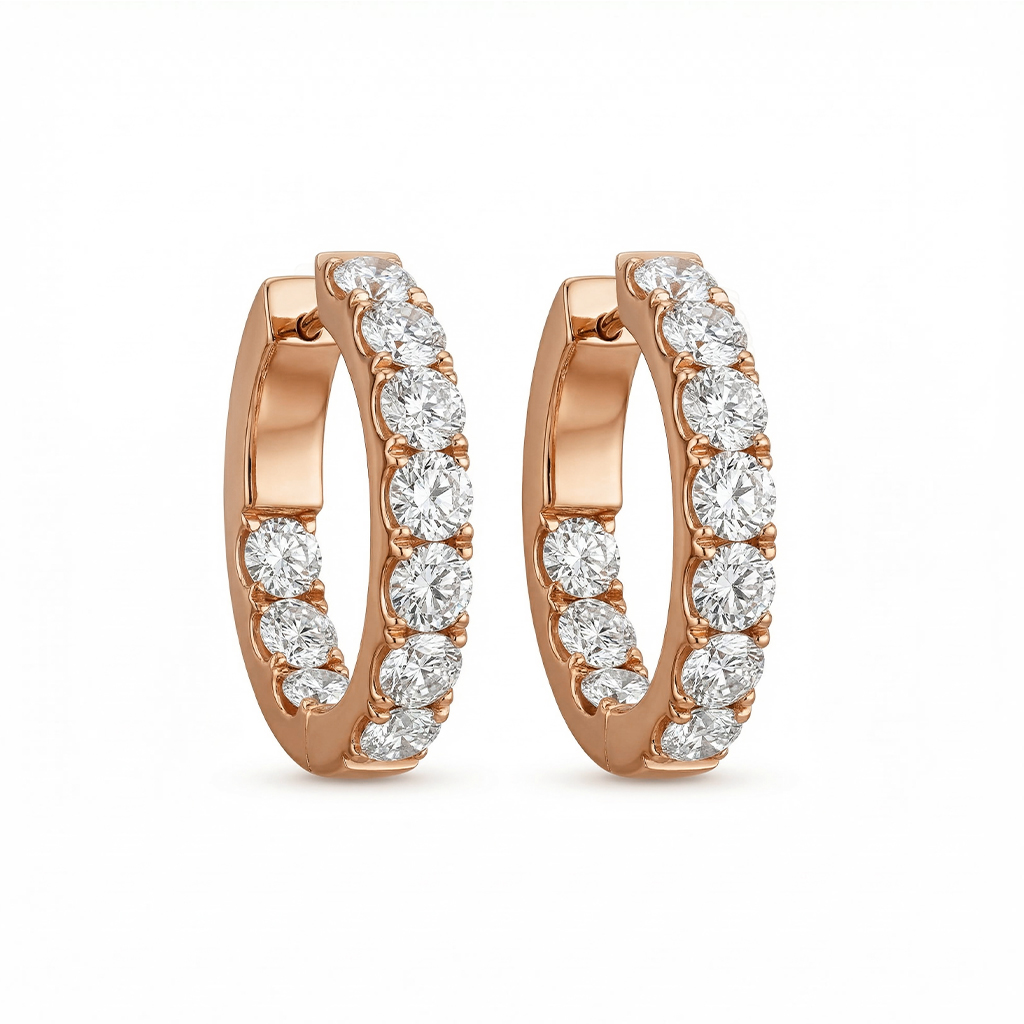 S925 Silver Sparkling Row Eternity Hoop Earrings