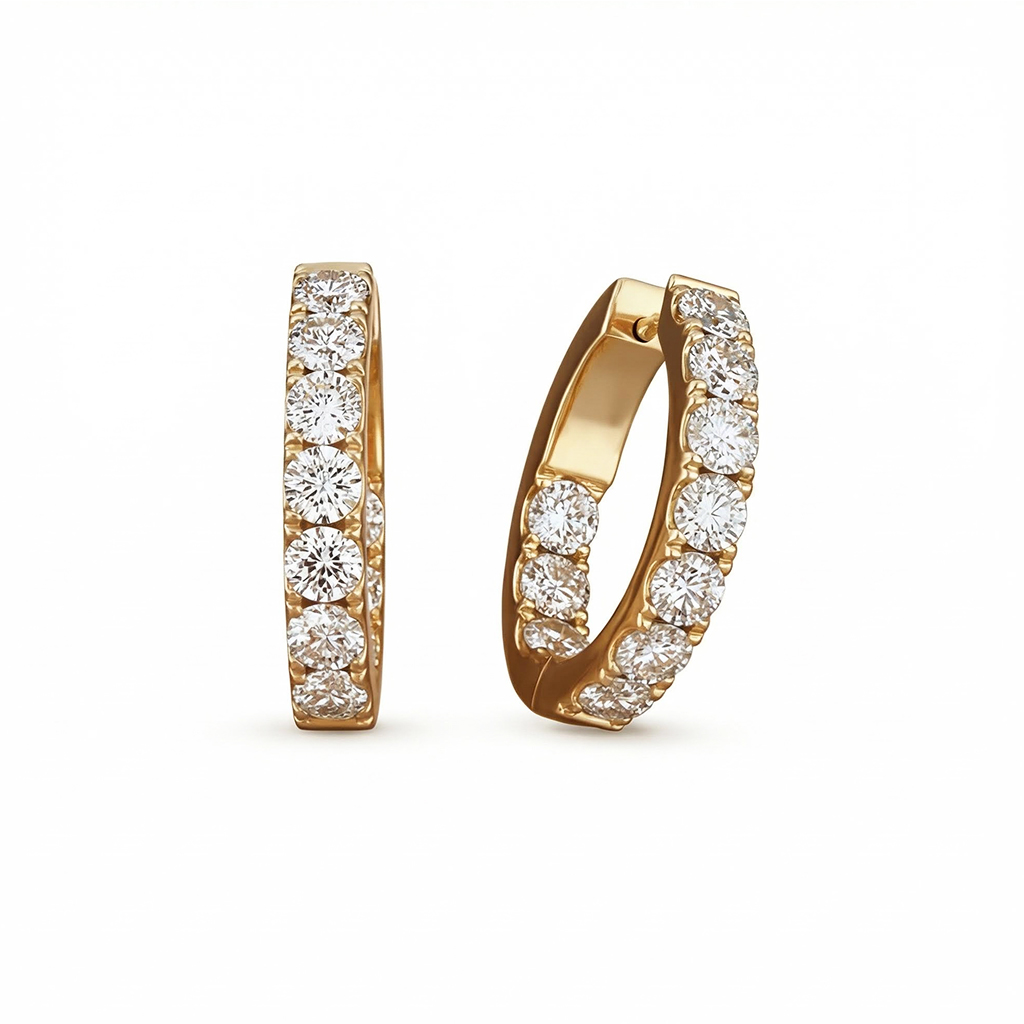 S925 Silver Sparkling Row Eternity Hoop Earrings