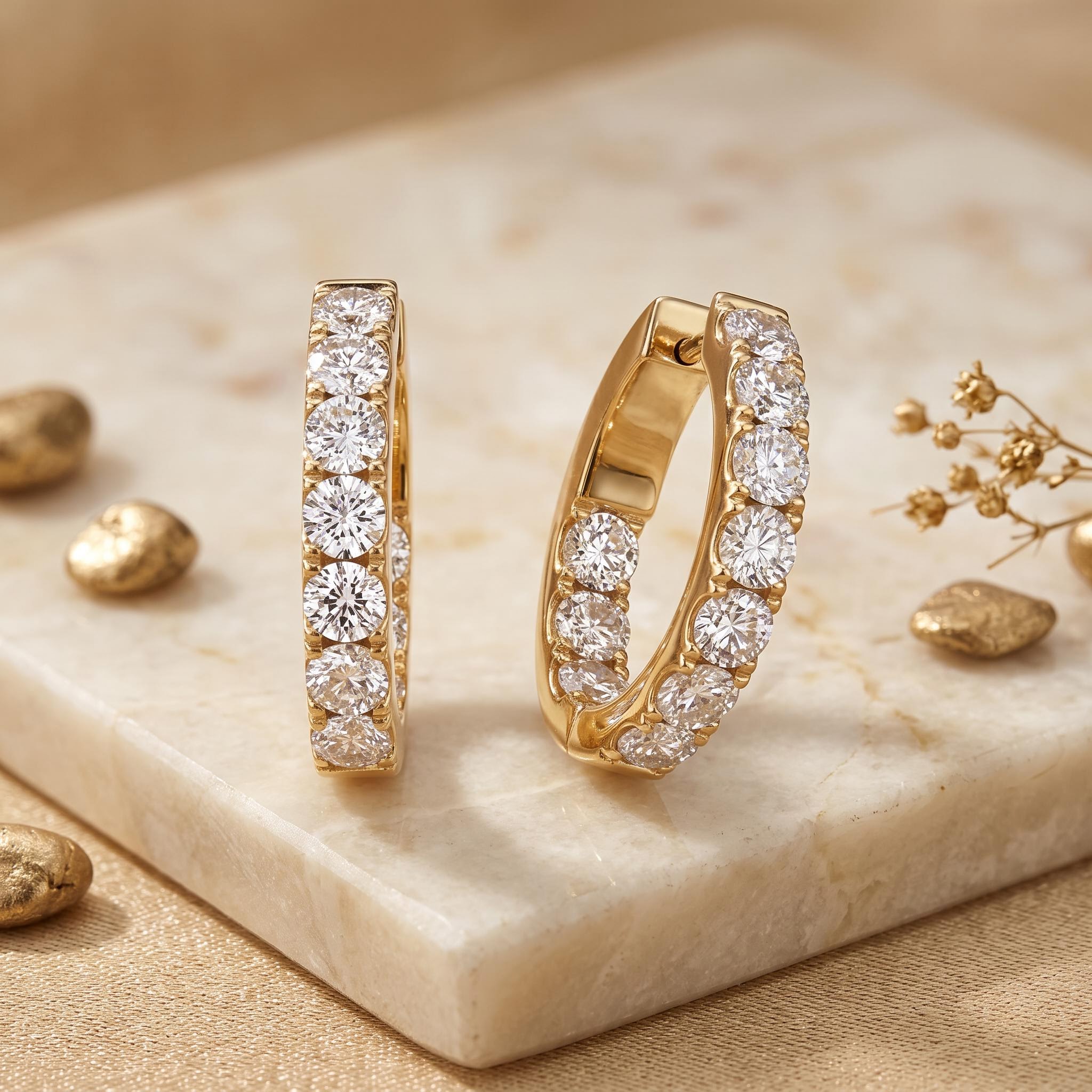 S925 Silver Sparkling Row Eternity Hoop Earrings