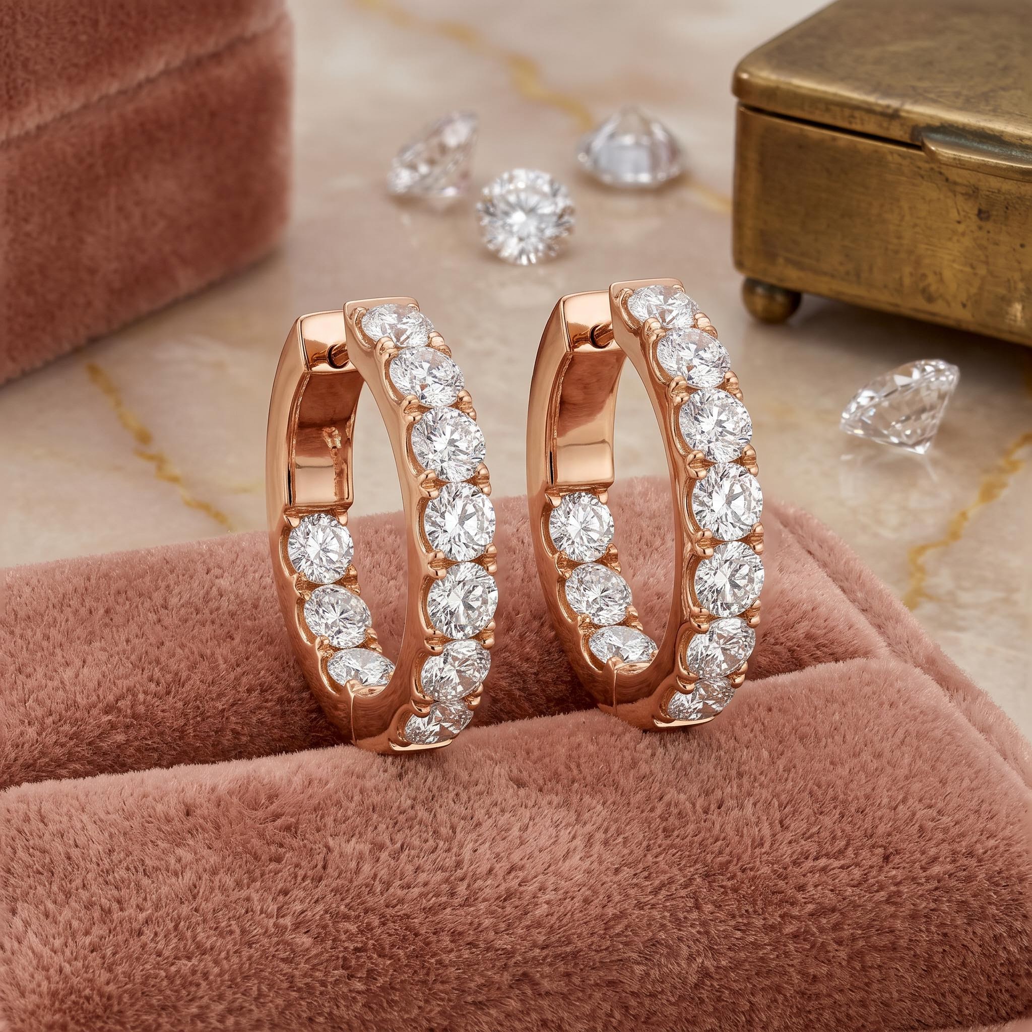 S925 Silver Sparkling Row Eternity Hoop Earrings