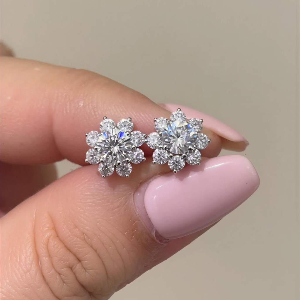 S925 Silver Sunflower Stud Earrings