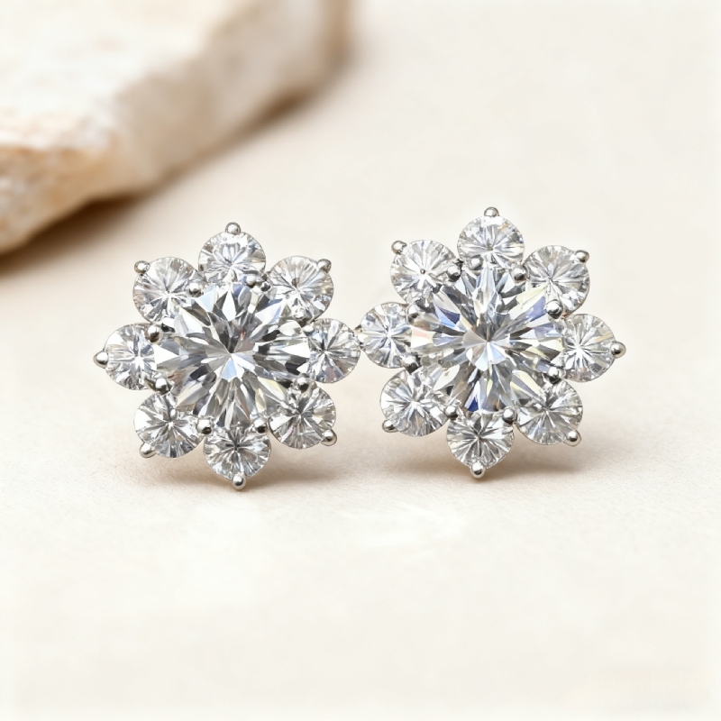 S925 Silver Sunflower Stud Earrings