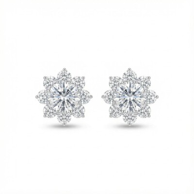 S925 Silver Sunflower Stud Earrings