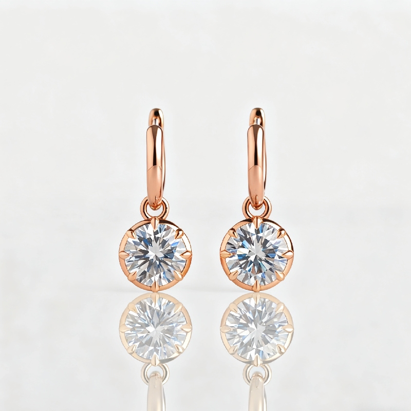 S925 Silver 1CT Round Diamond Bezel Hoop Earrings