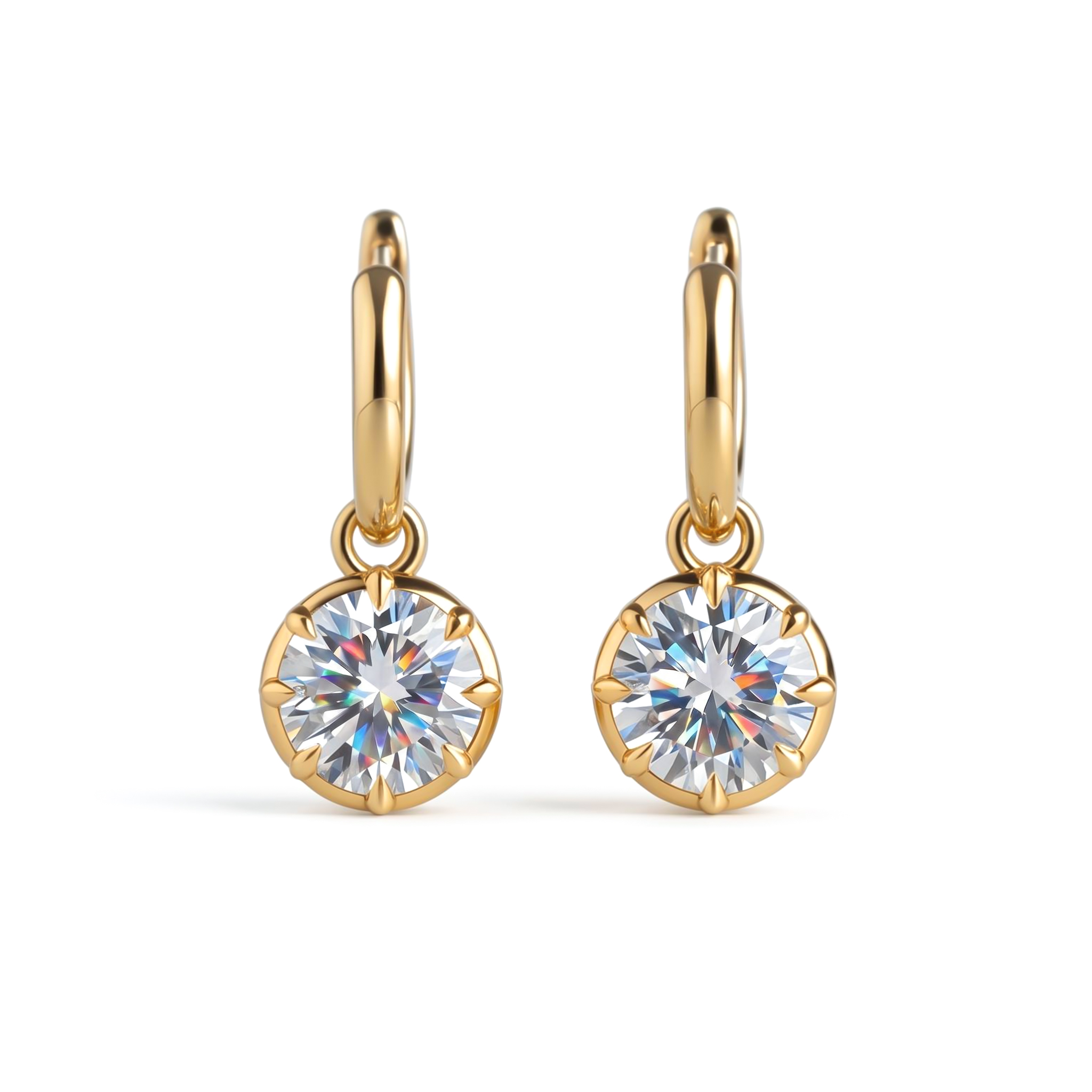 S925 Silver 1CT Round Diamond Bezel Hoop Earrings