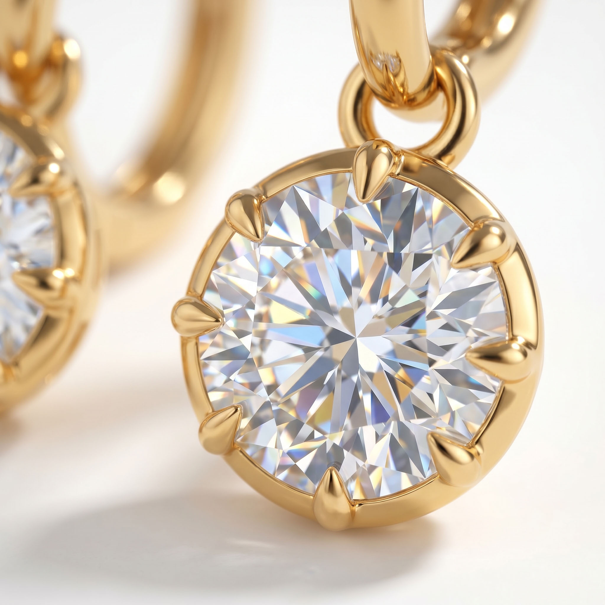 S925 Silver 1CT Round Diamond Bezel Hoop Earrings