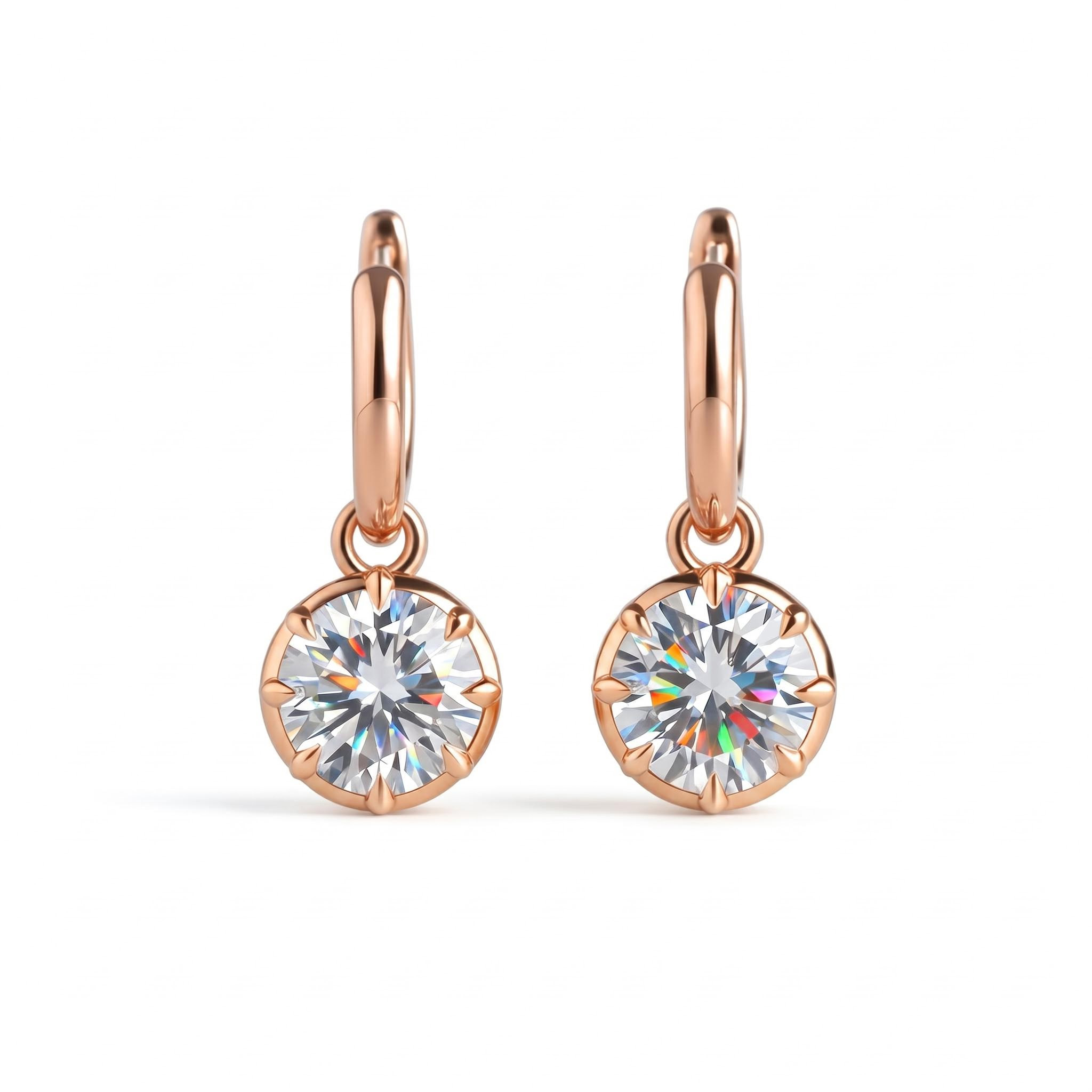 S925 Silver 1CT Round Diamond Bezel Hoop Earrings