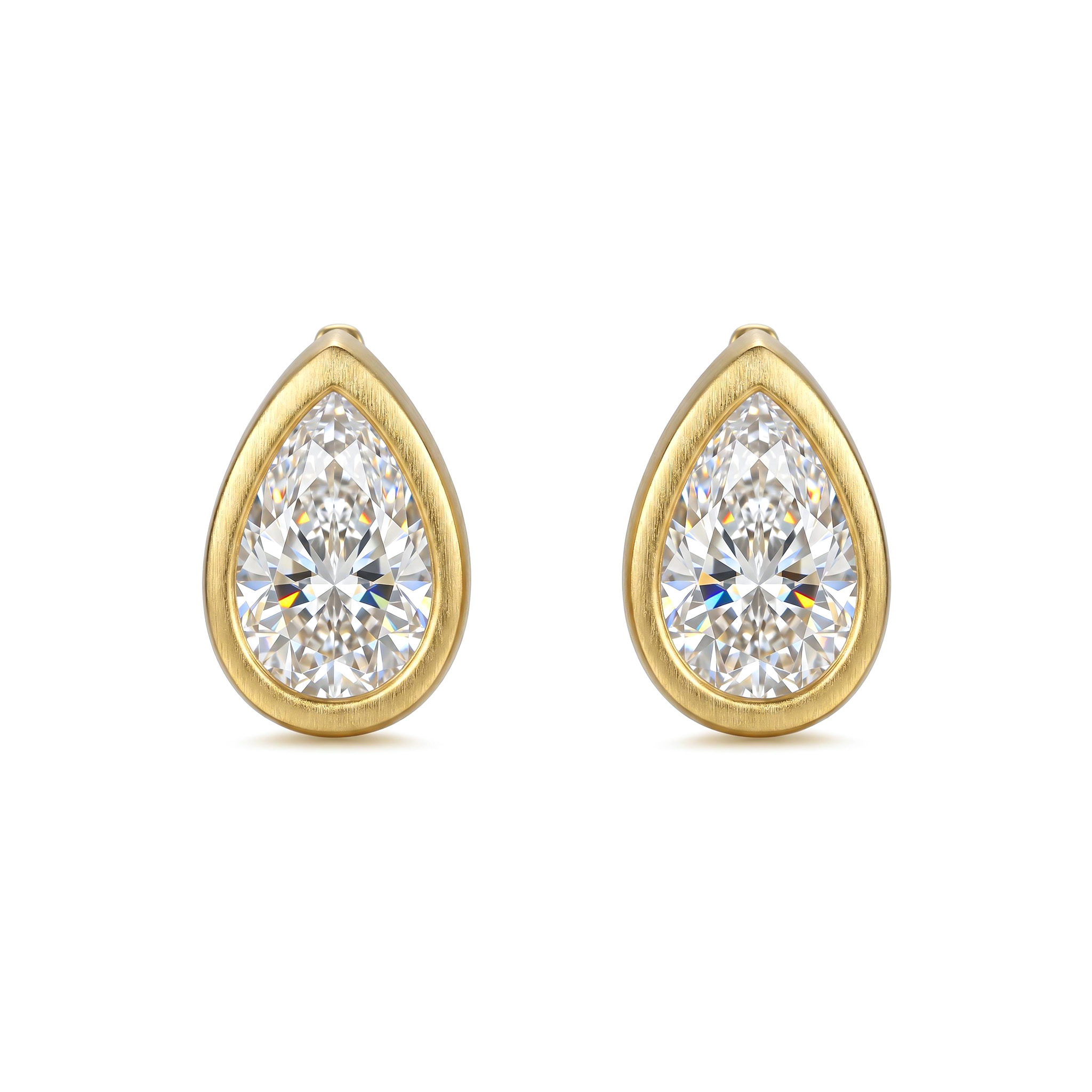 S925 Silver 1CT Pear Diamond Bezel Hoop Earrings