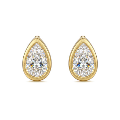S925 Silver 1CT Pear Diamond Bezel Hoop Earrings