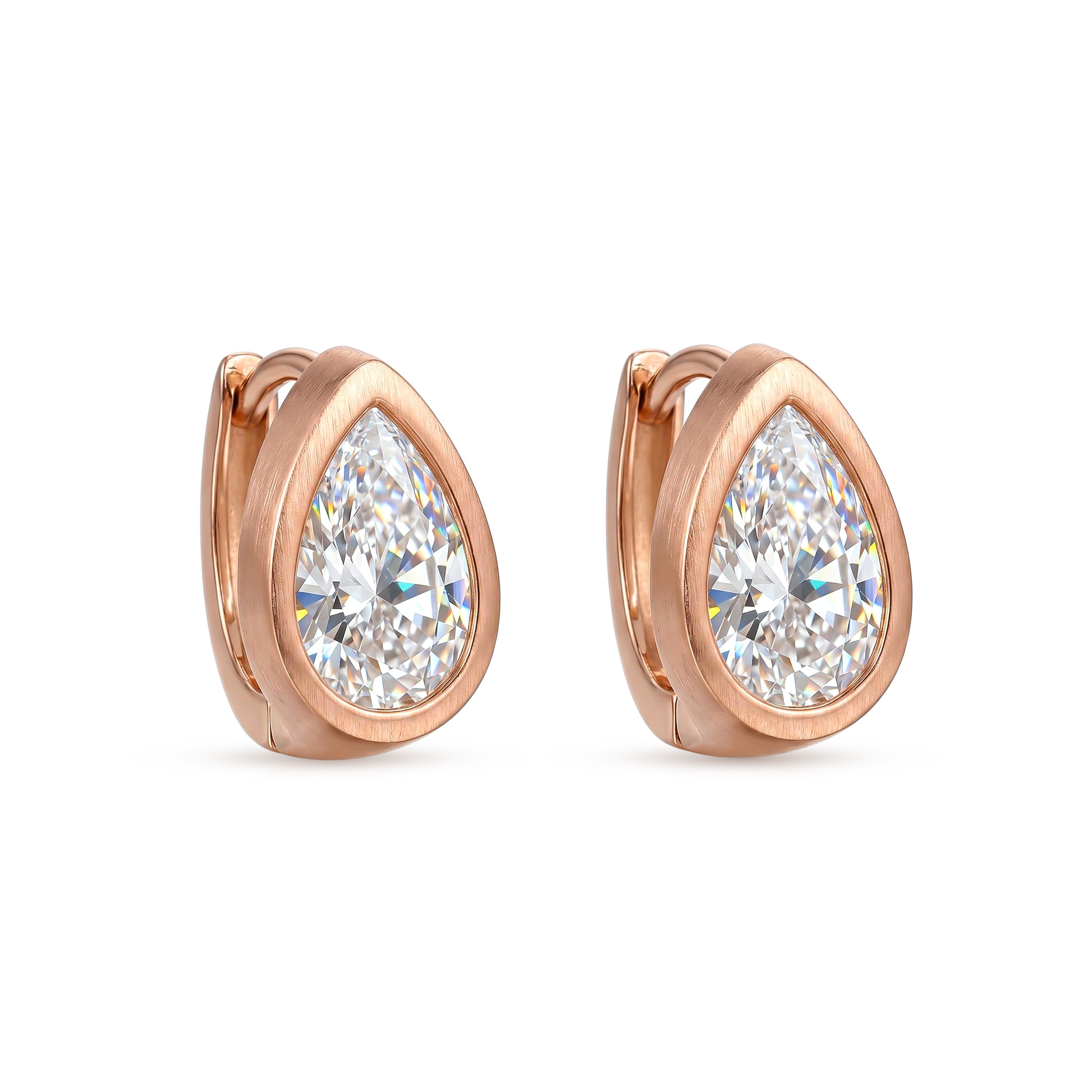 S925 Silver 1CT Pear Diamond Bezel Hoop Earrings