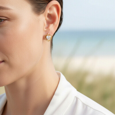 S925 Silver 1CT Heart Diamond Hoop Earrings