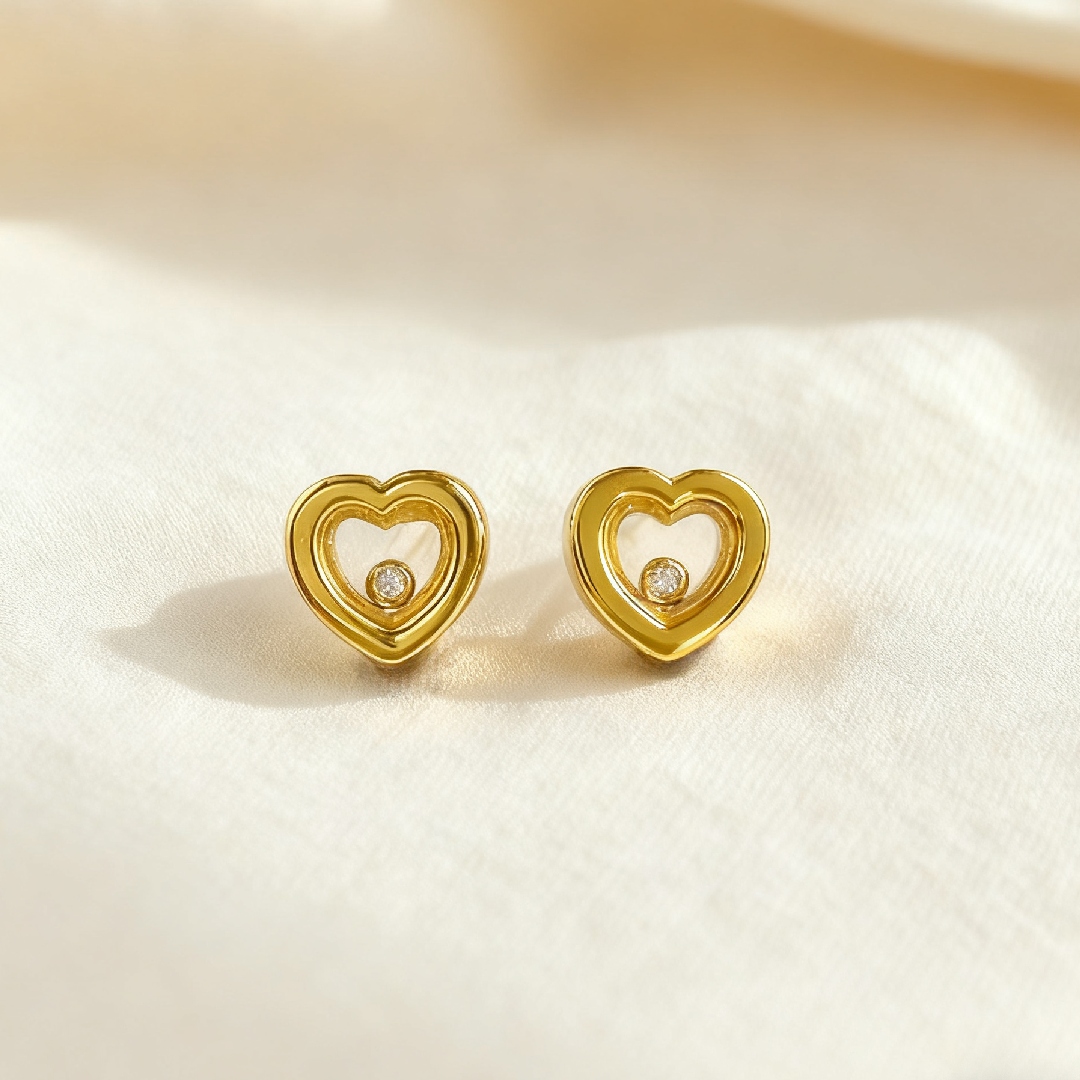 S925 Silver Heart Shape Dancing Diamonds Stud Earrings