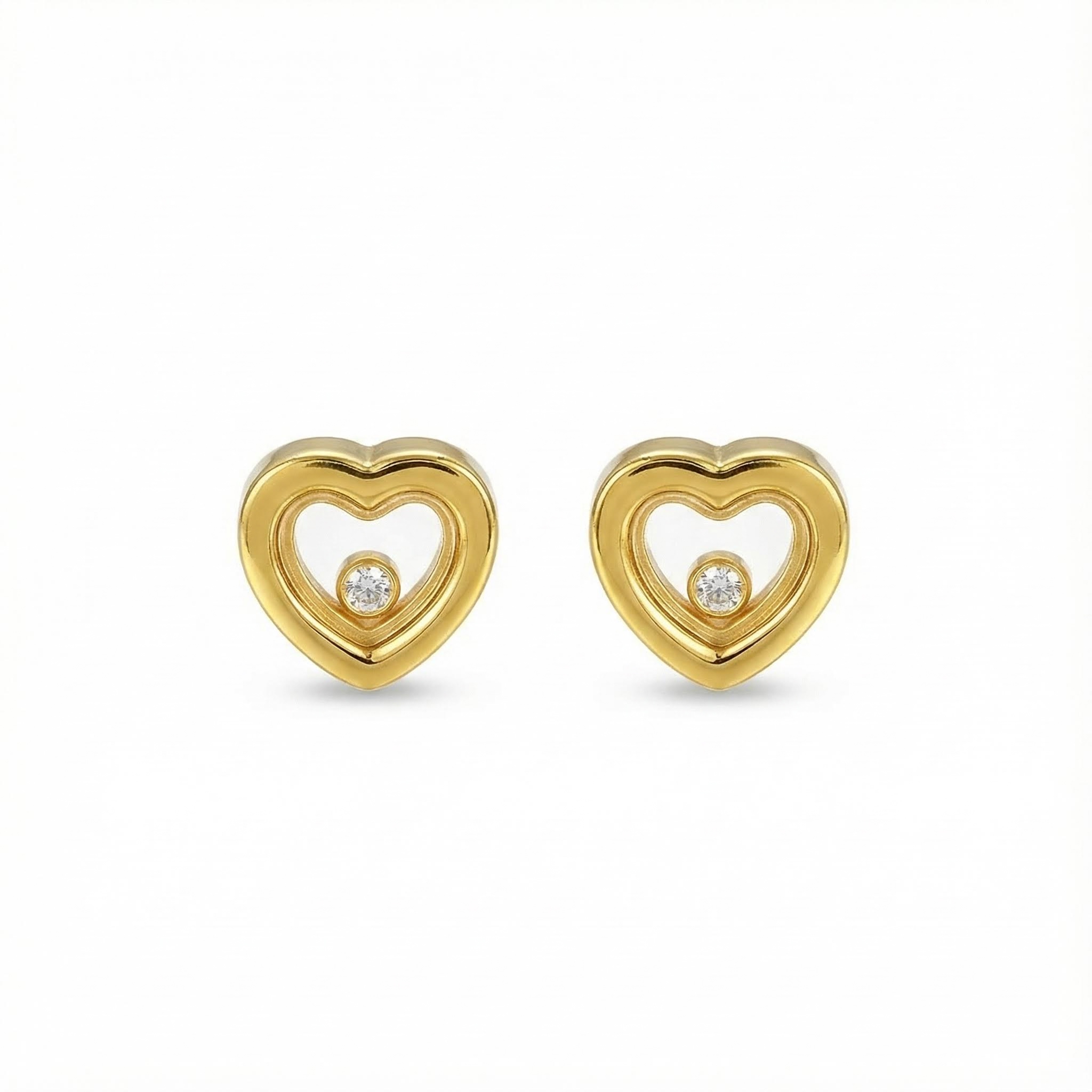 S925 Silver Heart Shape Dancing Diamonds Stud Earrings