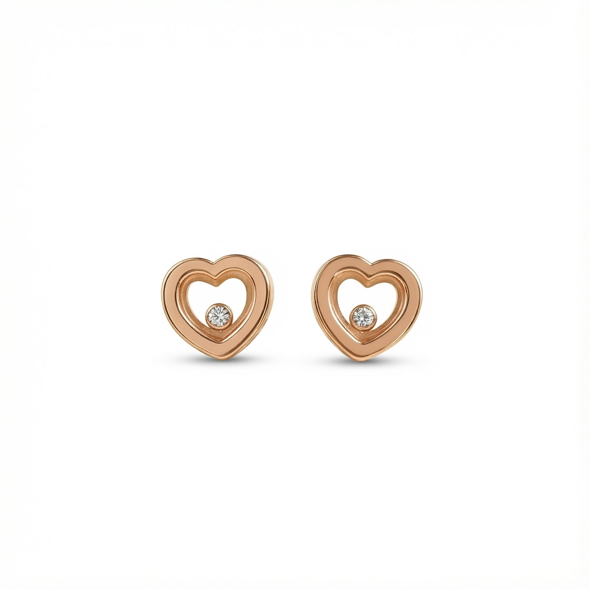 S925 Silver Heart Shape Dancing Diamonds Stud Earrings