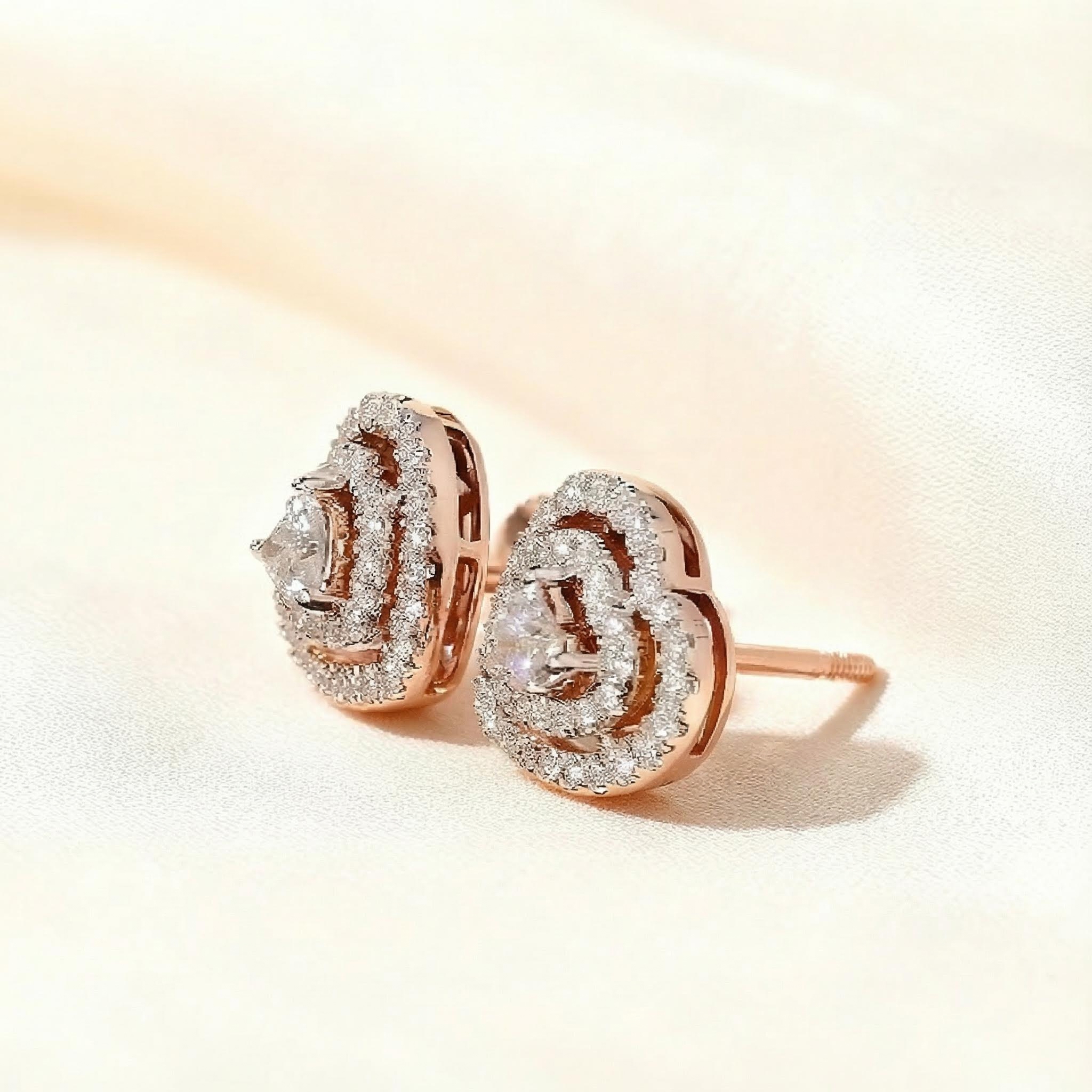 S925 Silver Heart Cut Diamond Stud Earrings