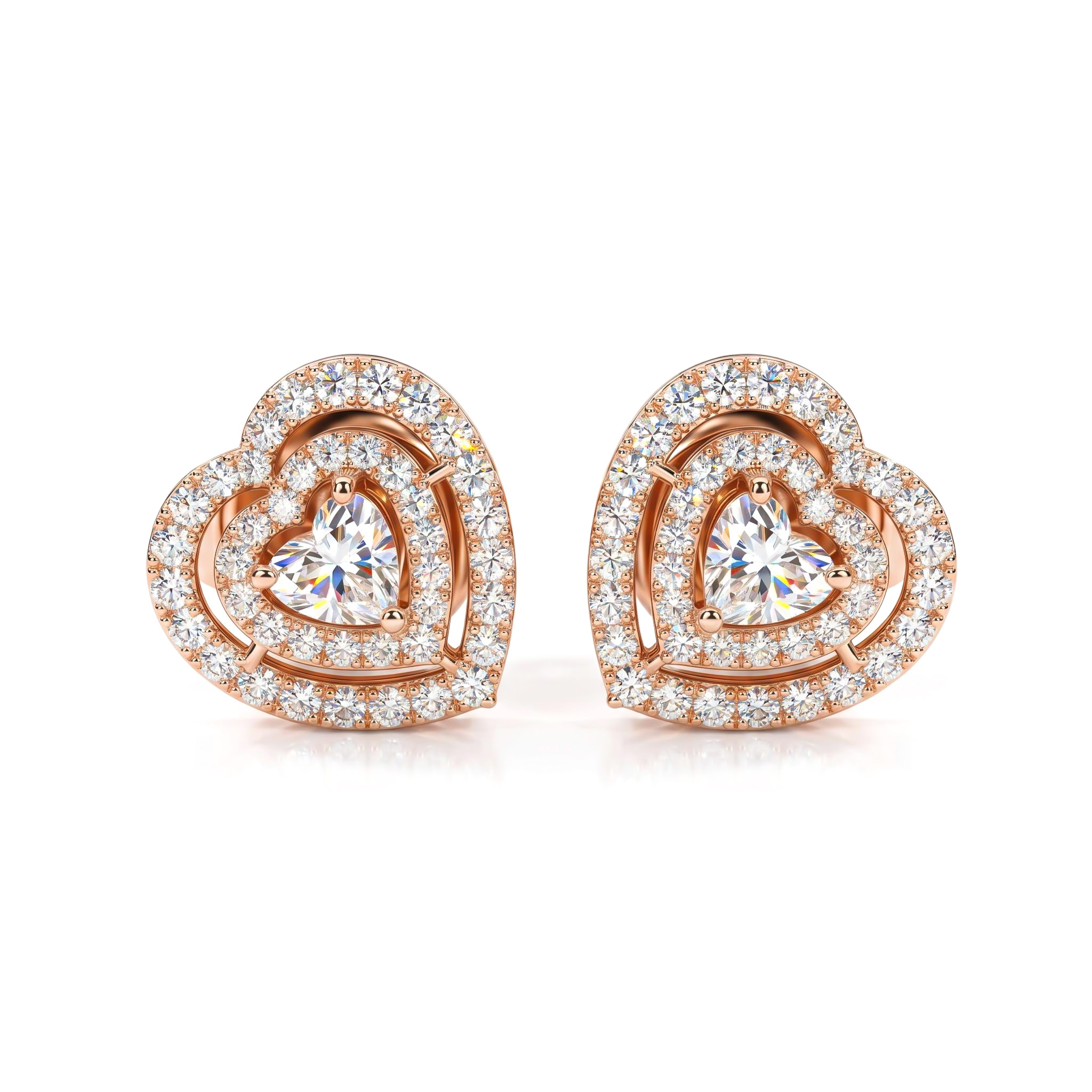 S925 Silver Heart Cut Diamond Stud Earrings