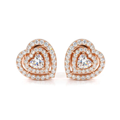 S925 Silver Heart Cut Diamond Stud Earrings