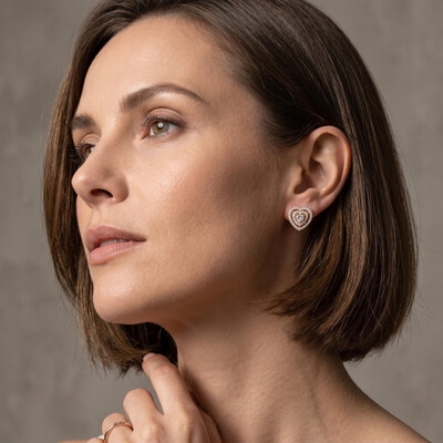 S925 Silver Heart Cut Diamond Stud Earrings