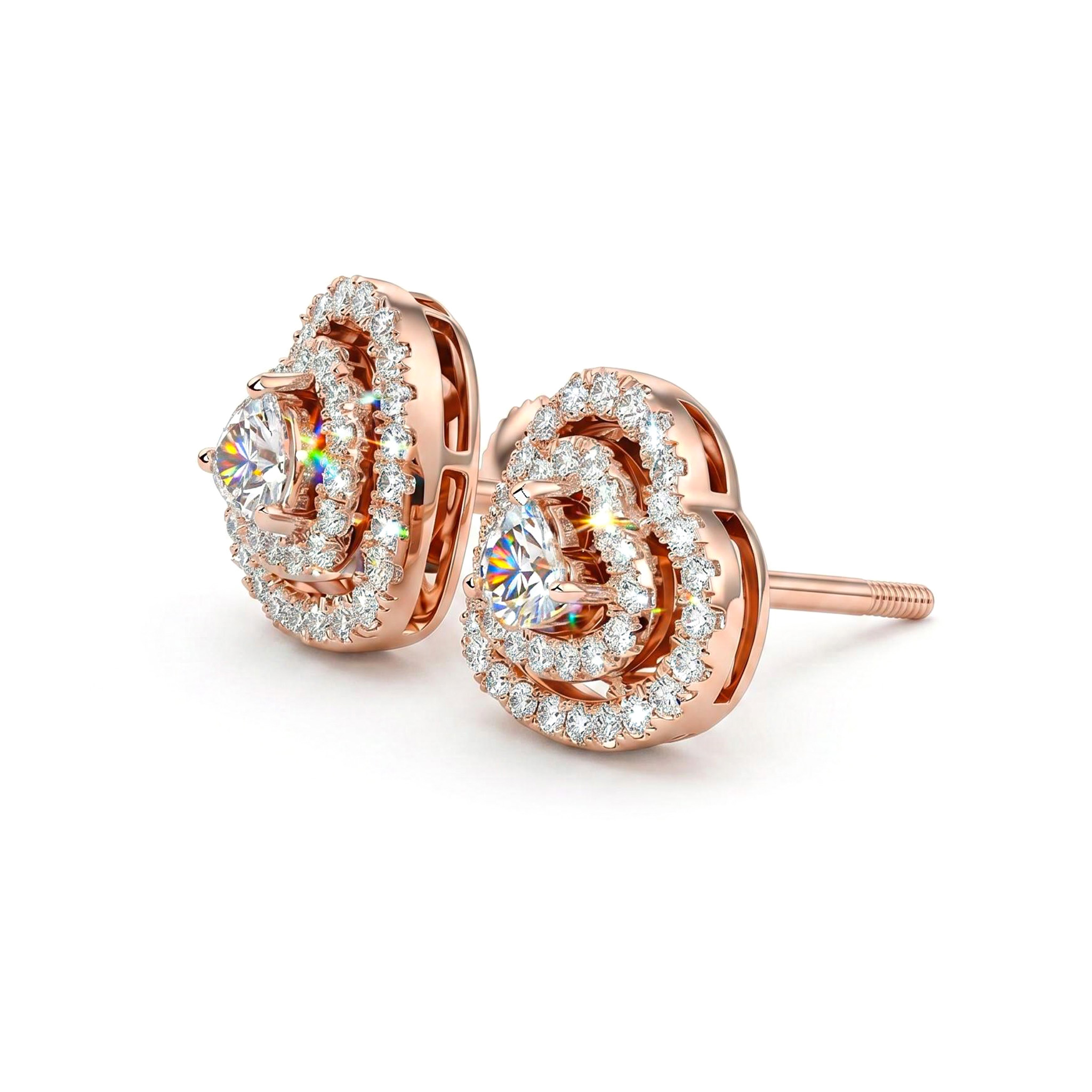 S925 Silver Heart Cut Diamond Stud Earrings