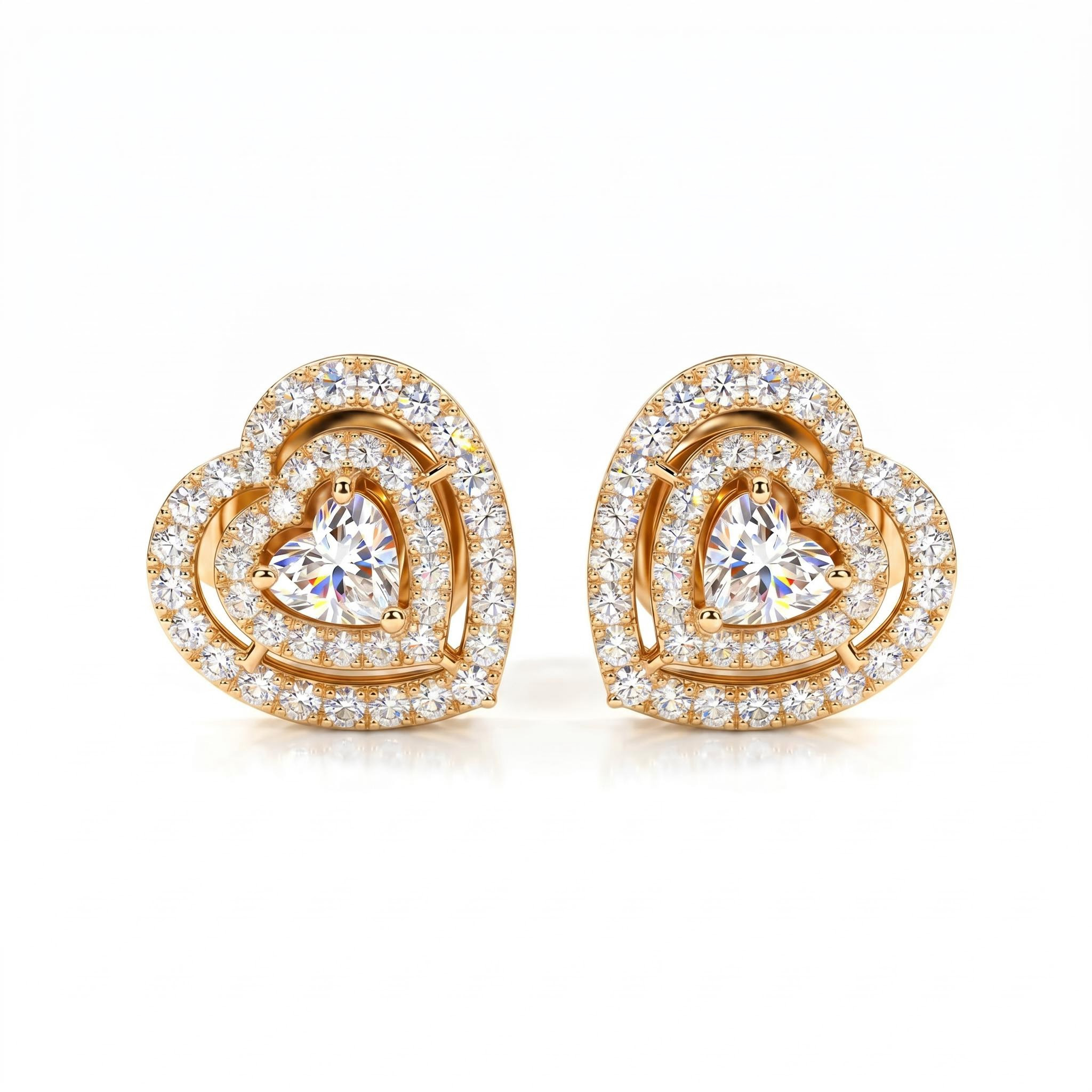 S925 Silver Heart Cut Diamond Stud Earrings