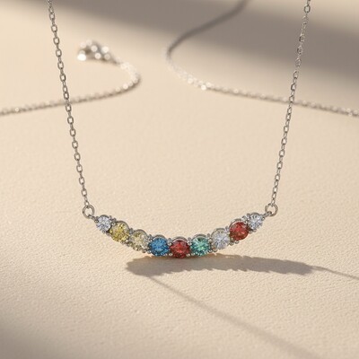 VVS Moissanite S925 Silver Rainbow Colored Necklace VVS Moissanite S925 Silver Rainbow Colored Necklace