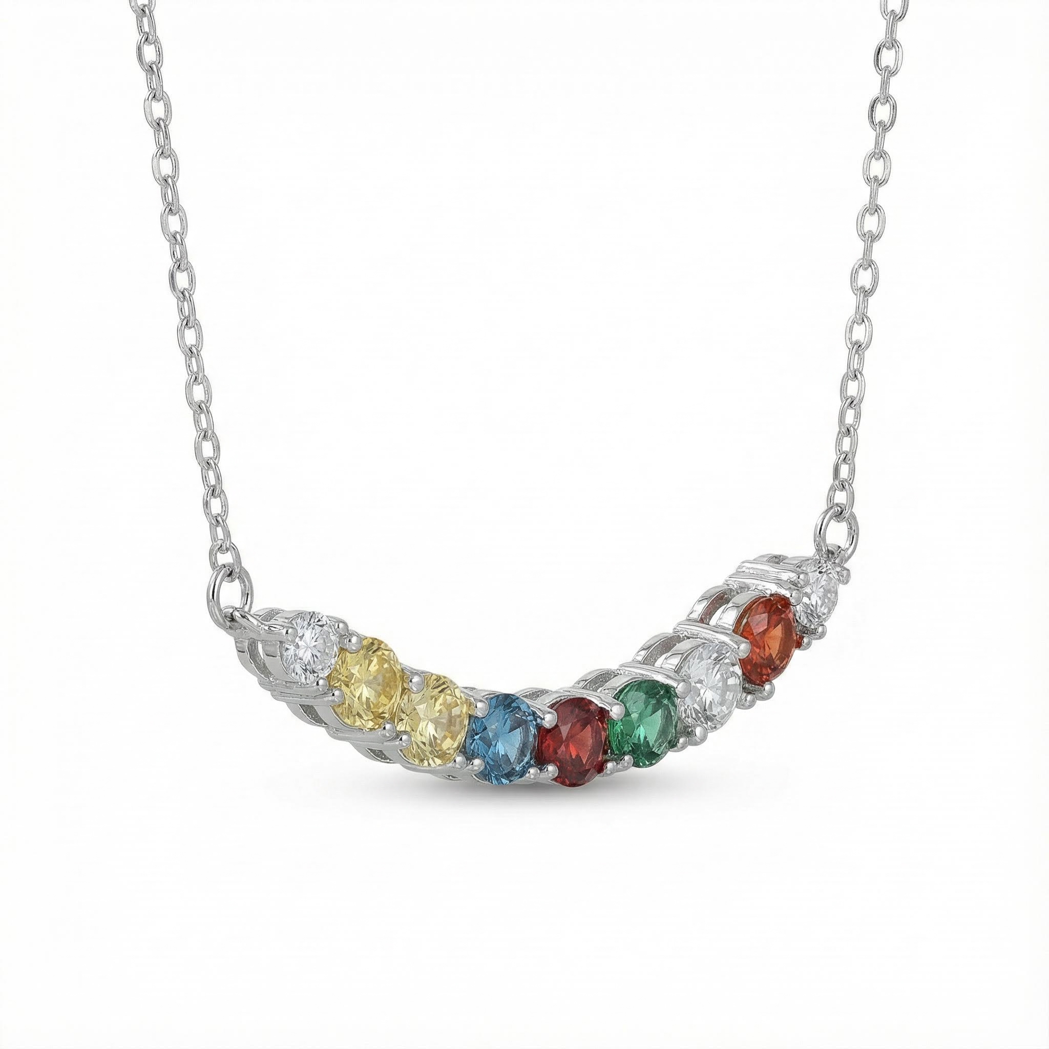 VVS Moissanite S925 Silver Rainbow Colored Necklace