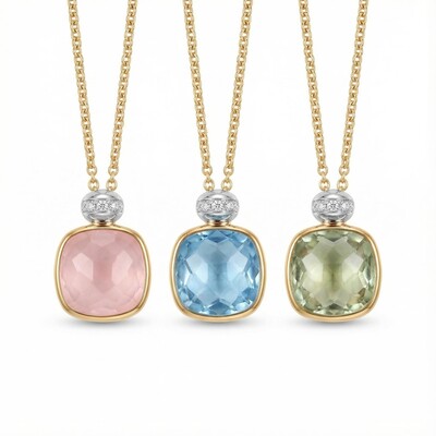 S925 Silver Simple Candy Color Series Necklace